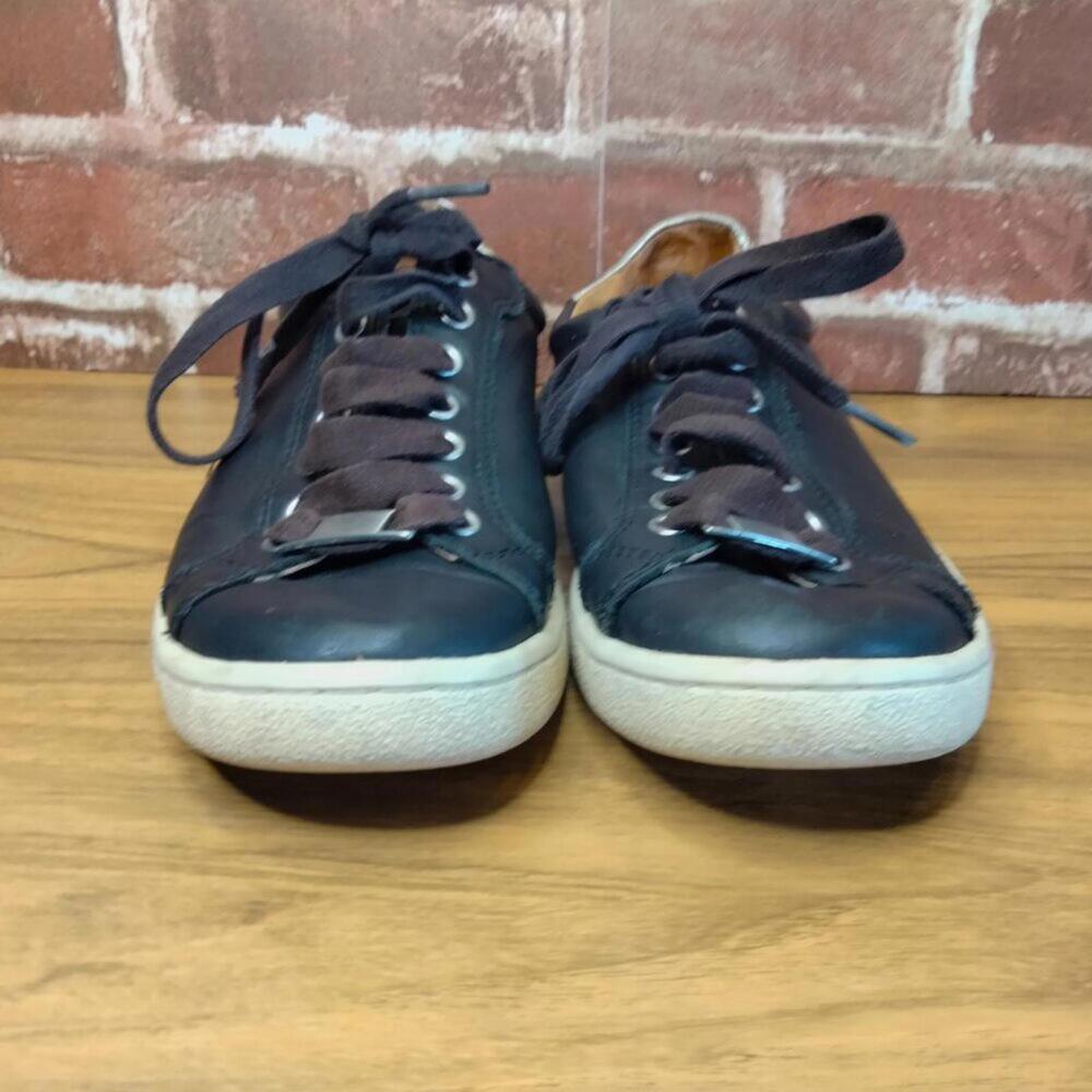 UGG Shoes Womens Size 7 Black Leather Low Top Sneakers - Picture 5 of 6